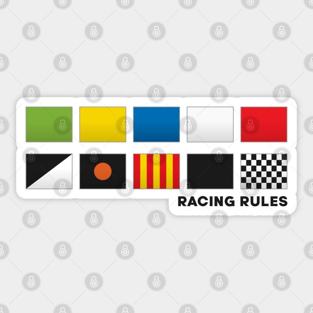 'Racing Rules' F1 Flag Motorsport Black Text Design Sticker by DavidSpeedDesign